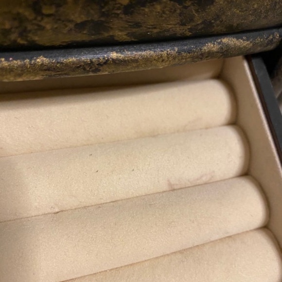 Gold & Black Jewelry Box Sponge / Snake Skin Print Upcycled Painted Jewelry Box - Picture 9 of 9